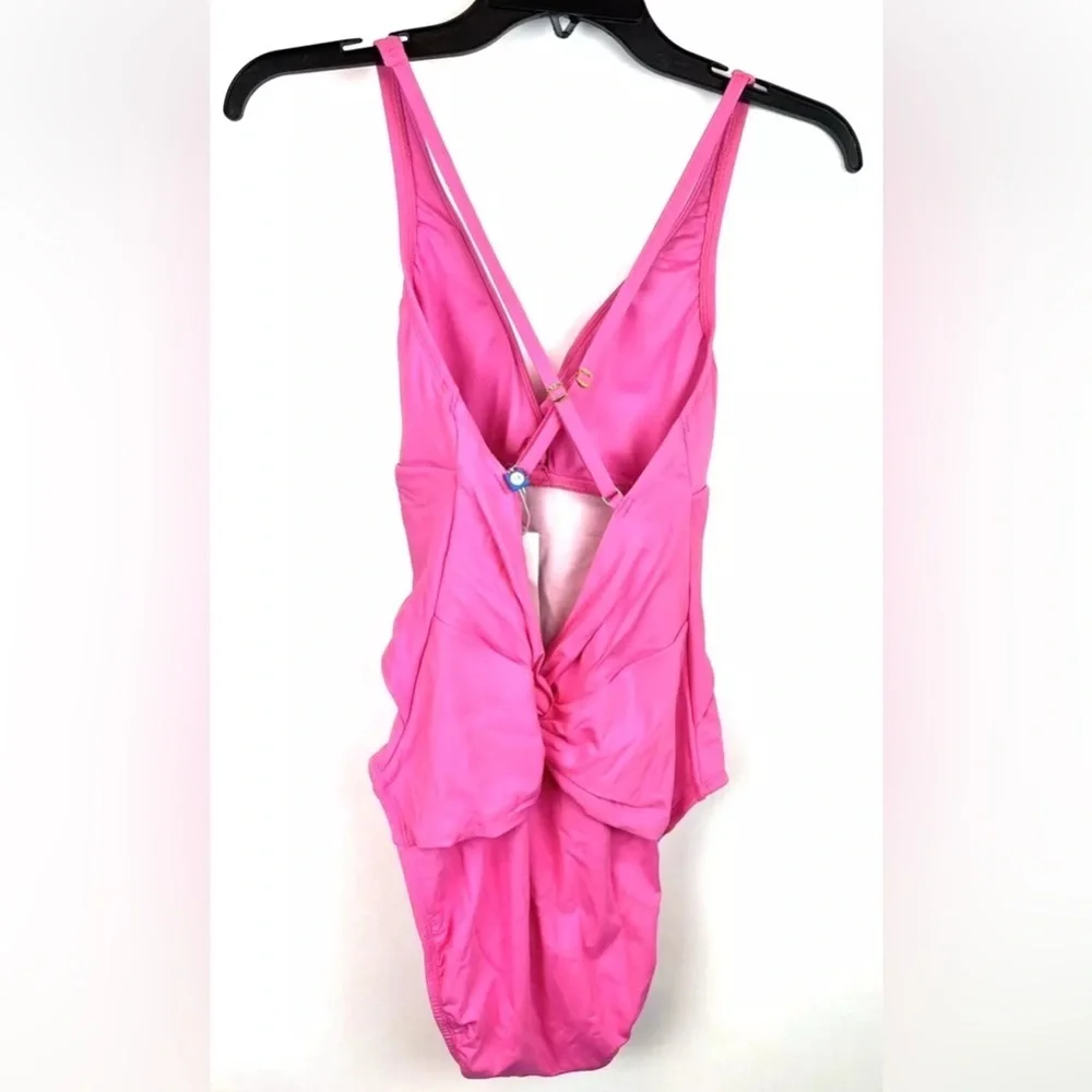 Bleu Rod Beattie Women’s Pink Twist Front One Piece Swimsuit Size 8
